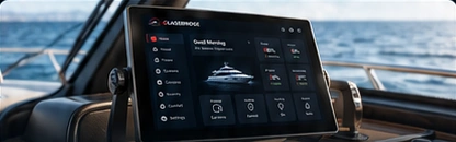 GlassBridge marine display positioned on the yacht helm