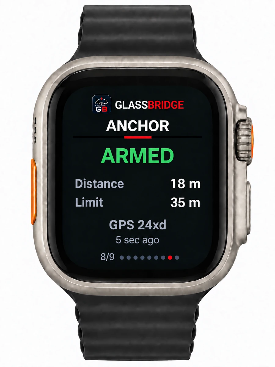GlassBridge Anchor screen on Apple Watch Ultra