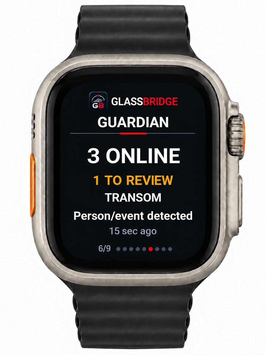 GlassBridge Guardian screen on Apple Watch Ultra